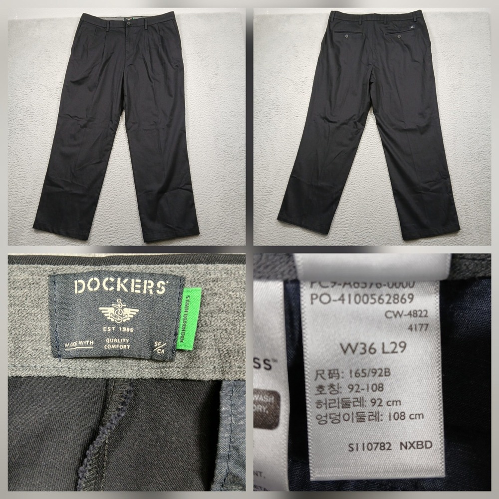 Dockers Blackโ Pleated Dress Pants Men's 36x29 Classic Fit Slacks